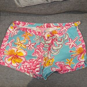 Lilly Pulitzer Floral Print Shorts in Pink and Blue